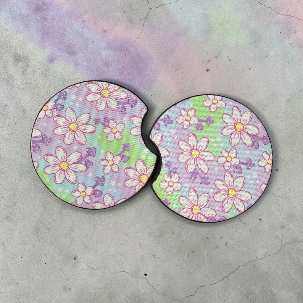 Delulu daisy car coasters