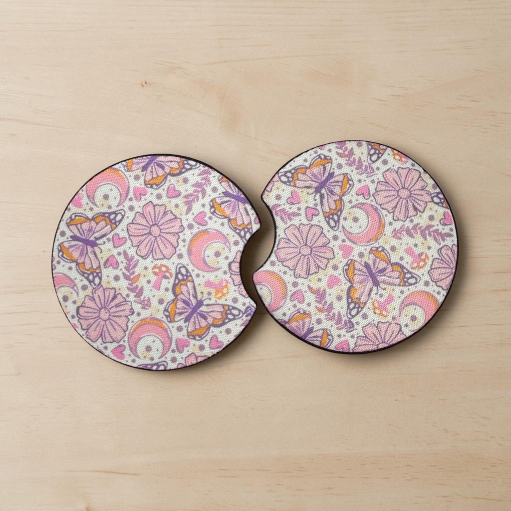 Moonlit meadow car coasters