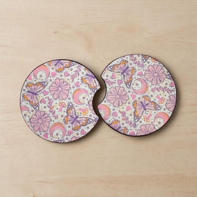 Moonlit meadow car coasters