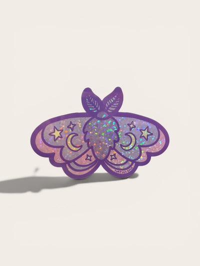 Moonlit moth vinyl sticker